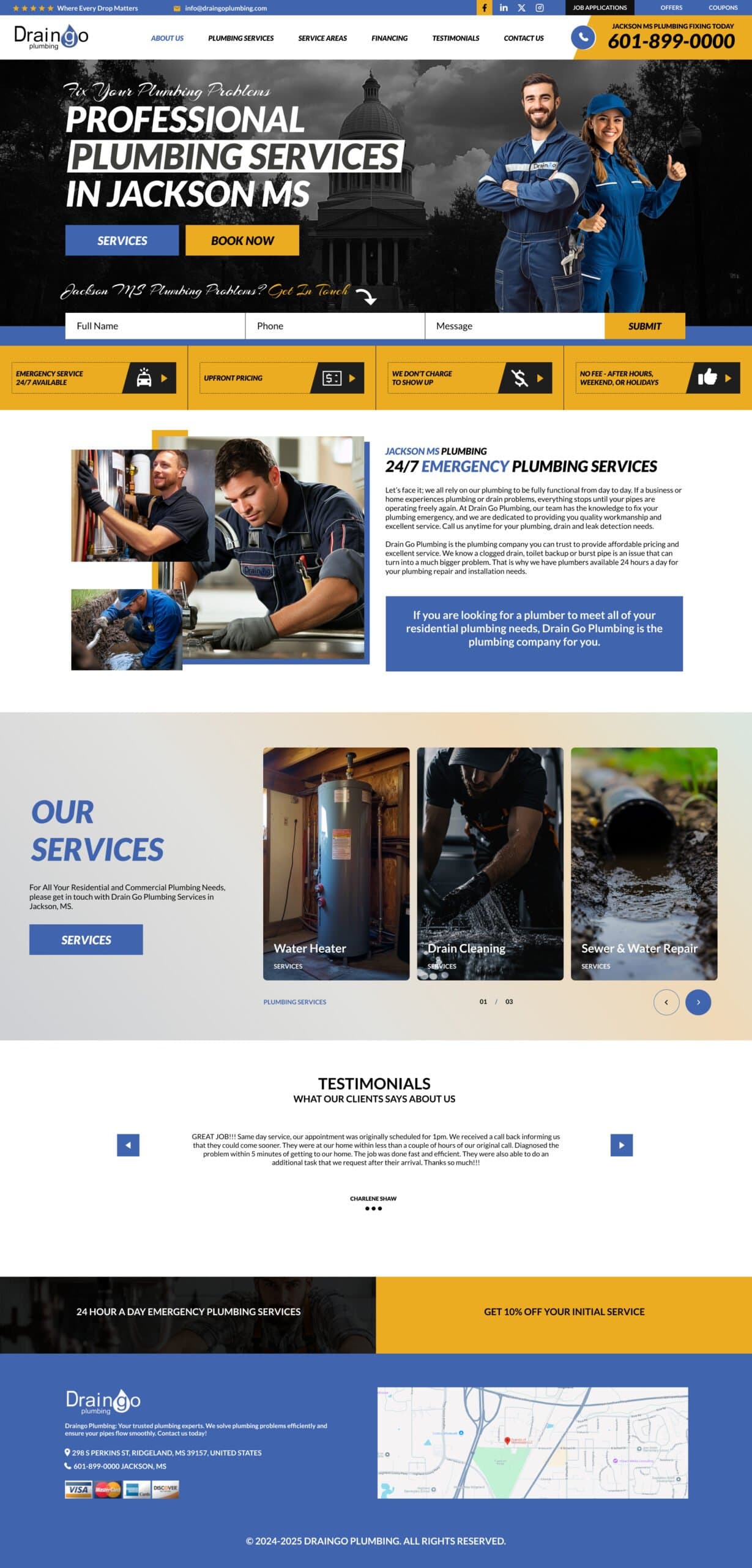 DrainGo Plumbing Website Design