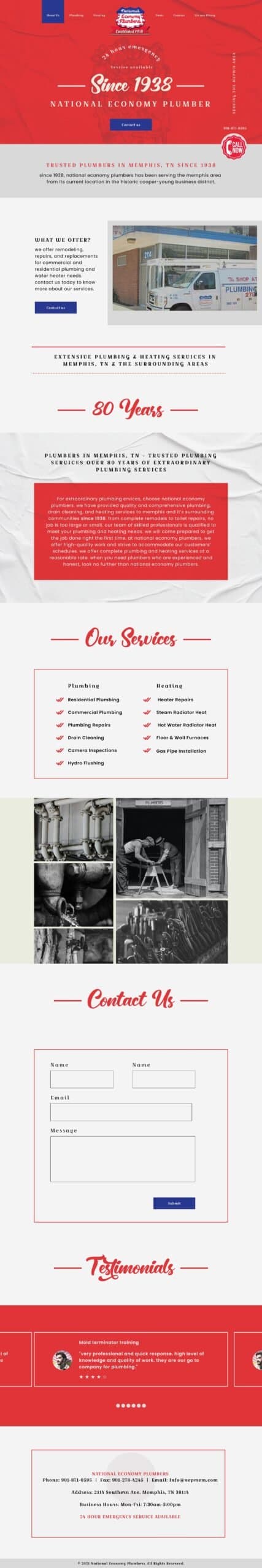 National Economy Plumbers Website Design