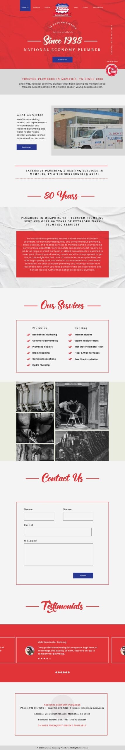 National Economy Plumbers Website Design