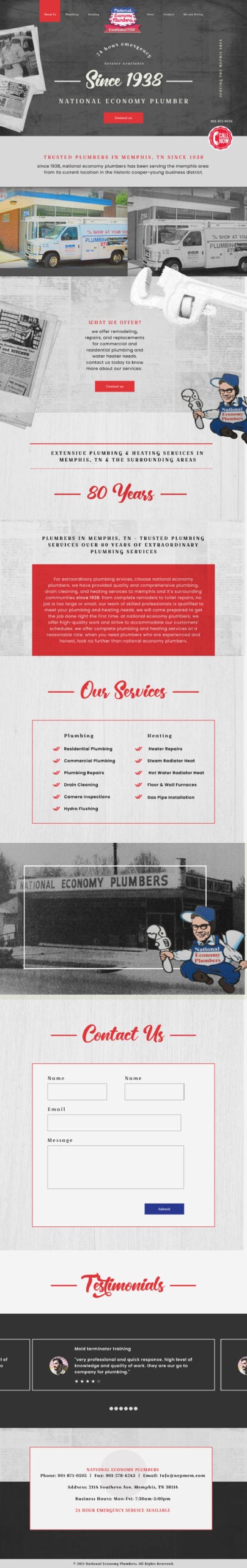 National Economy Plumbers Website Design