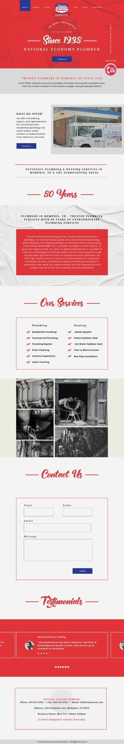 National Economy Plumbers Website Design